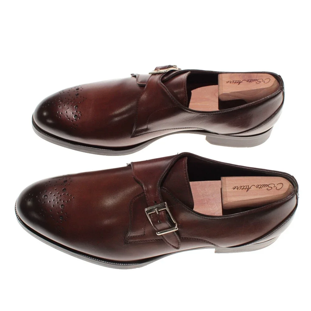 Pastori NWB Single Monk Strap Dress Shoes Size 9 US in Whiskey Brown Leather